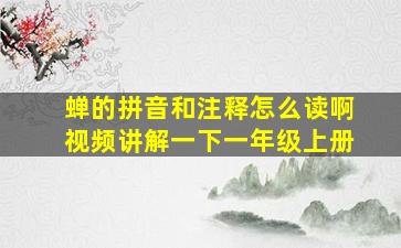 蝉的拼音和注释怎么读啊视频讲解一下一年级上册