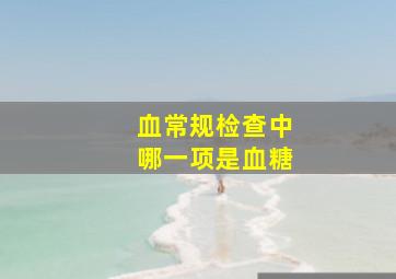 血常规检查中哪一项是血糖