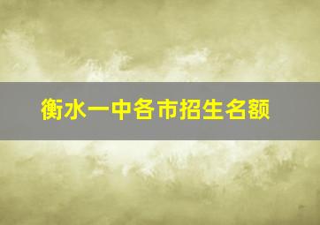 衡水一中各市招生名额