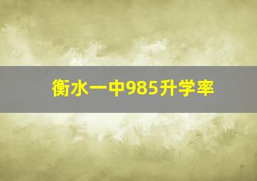 衡水一中985升学率