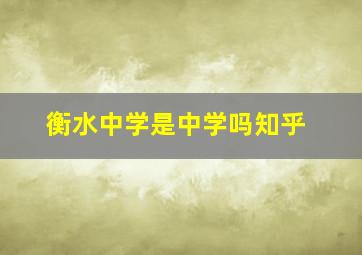 衡水中学是中学吗知乎