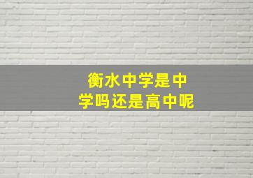 衡水中学是中学吗还是高中呢