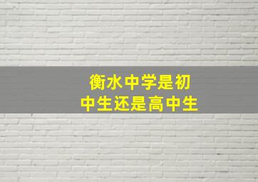 衡水中学是初中生还是高中生