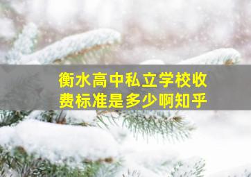 衡水高中私立学校收费标准是多少啊知乎