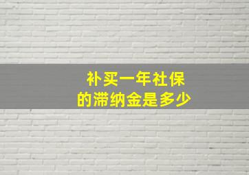 补买一年社保的滞纳金是多少