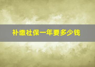 补缴社保一年要多少钱