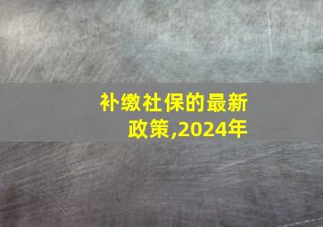 补缴社保的最新政策,2024年