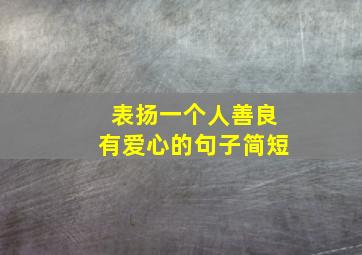 表扬一个人善良有爱心的句子简短