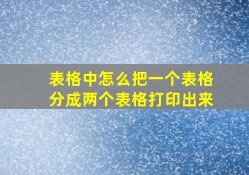 表格中怎么把一个表格分成两个表格打印出来