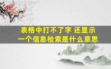 表格中打不了字 还显示一个信息检索是什么意思