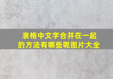 表格中文字合并在一起的方法有哪些呢图片大全