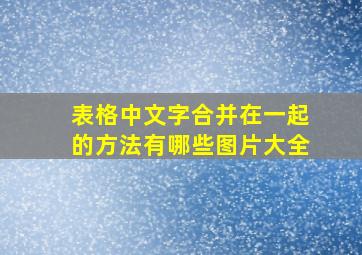 表格中文字合并在一起的方法有哪些图片大全