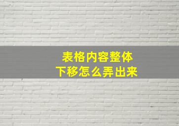 表格内容整体下移怎么弄出来