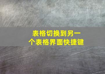 表格切换到另一个表格界面快捷键