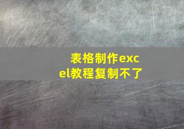 表格制作excel教程复制不了