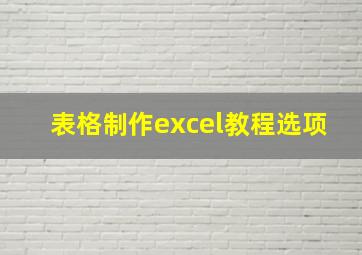 表格制作excel教程选项