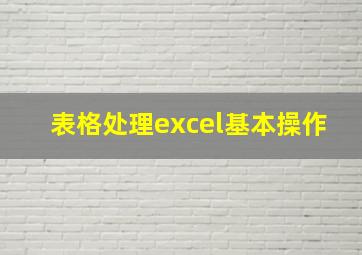 表格处理excel基本操作