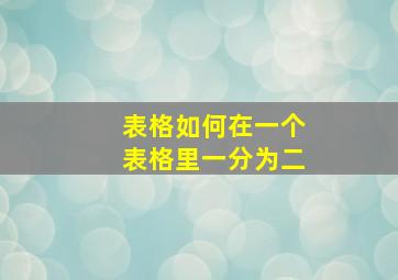 表格如何在一个表格里一分为二