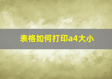 表格如何打印a4大小