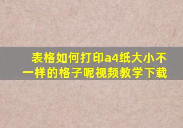 表格如何打印a4纸大小不一样的格子呢视频教学下载