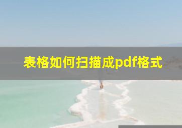 表格如何扫描成pdf格式