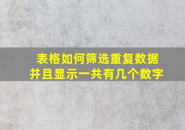 表格如何筛选重复数据并且显示一共有几个数字