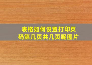 表格如何设置打印页码第几页共几页呢图片