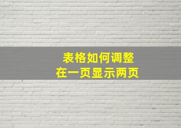 表格如何调整在一页显示两页