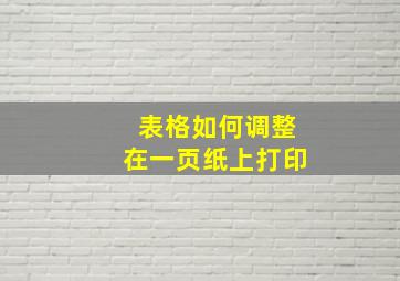 表格如何调整在一页纸上打印