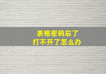 表格密码忘了打不开了怎么办