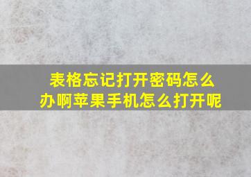 表格忘记打开密码怎么办啊苹果手机怎么打开呢