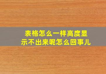 表格怎么一样高度显示不出来呢怎么回事儿