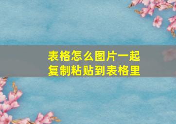 表格怎么图片一起复制粘贴到表格里