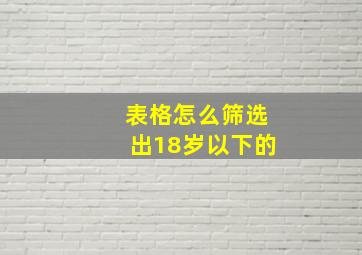 表格怎么筛选出18岁以下的