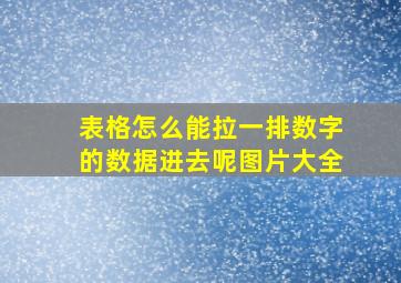 表格怎么能拉一排数字的数据进去呢图片大全