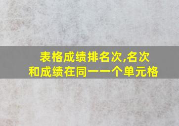 表格成绩排名次,名次和成绩在同一一个单元格