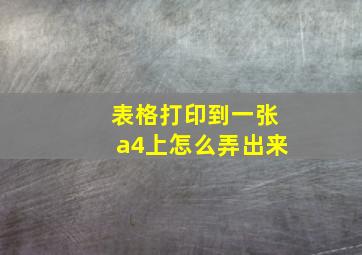 表格打印到一张a4上怎么弄出来