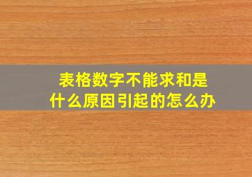 表格数字不能求和是什么原因引起的怎么办