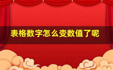 表格数字怎么变数值了呢