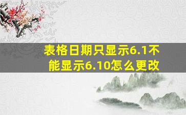 表格日期只显示6.1不能显示6.10怎么更改