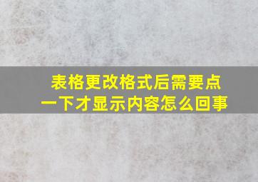 表格更改格式后需要点一下才显示内容怎么回事