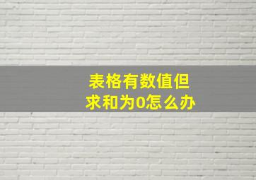 表格有数值但求和为0怎么办