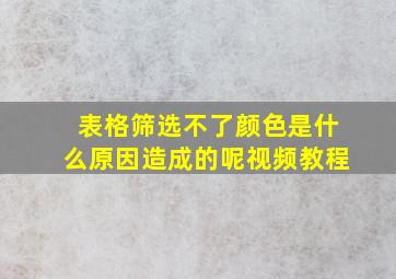 表格筛选不了颜色是什么原因造成的呢视频教程