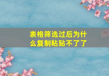 表格筛选过后为什么复制粘贴不了了