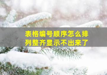 表格编号顺序怎么排列整齐显示不出来了