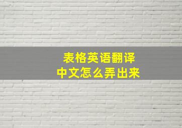 表格英语翻译中文怎么弄出来