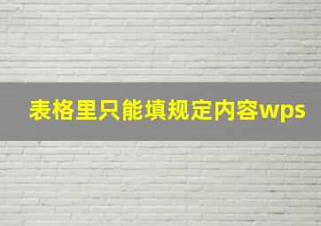 表格里只能填规定内容wps