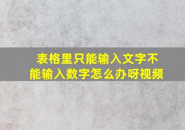 表格里只能输入文字不能输入数字怎么办呀视频