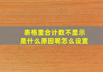 表格里合计数不显示是什么原因呢怎么设置