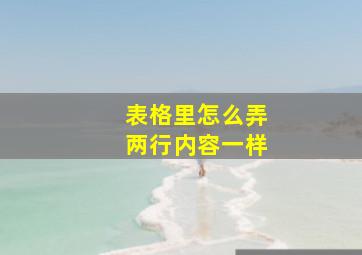 表格里怎么弄两行内容一样